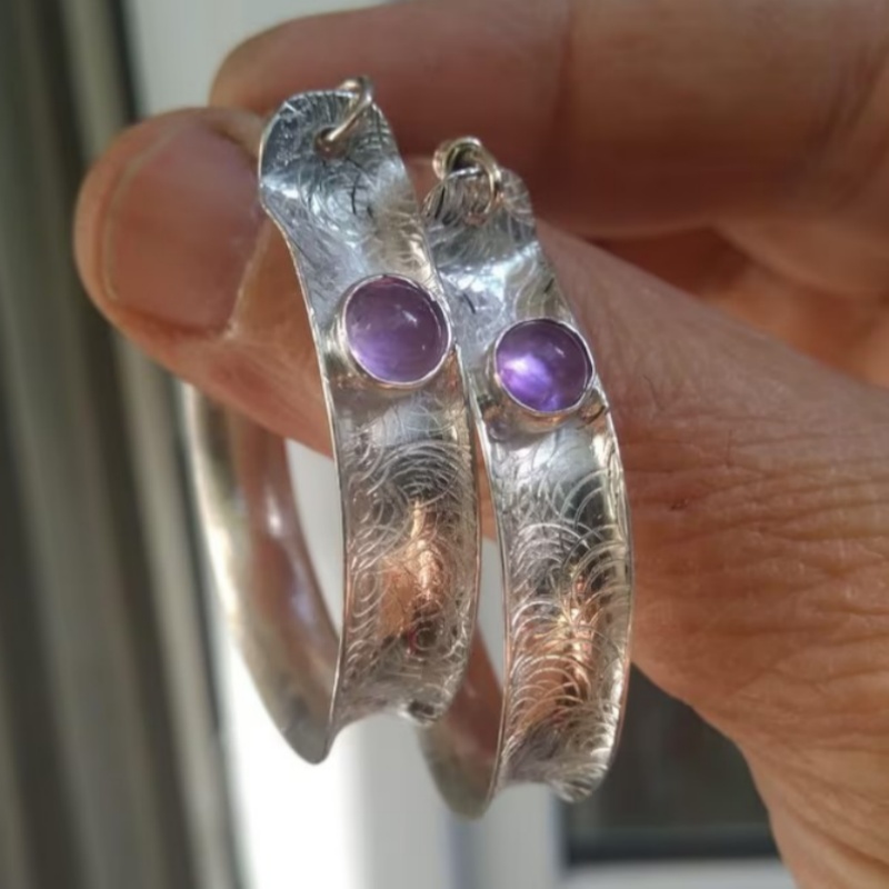 Women's Vintage Silvery C Shape Hoop Earrings
